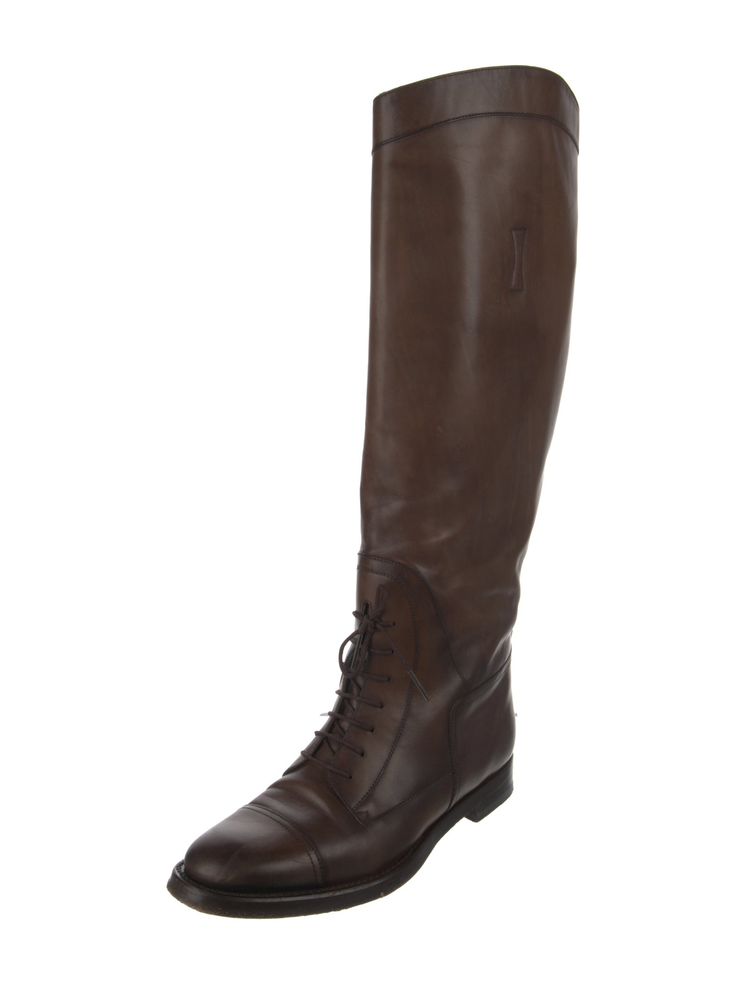 Gucci Web Accent Leather Riding Boots
